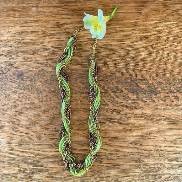 Kohls Costume Jewlery Two Necklaces Purple & Silver/Green/Brown & Gold Beads EUC - Picture 3 of 10